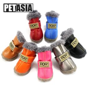 Winter Pet Dog Shoes Warm Snow Boots Waterproof Fur 4Pcs/Set Small Dogs Cotton Non Slip XS For ChiHuaHua Pug Pet Product PETASIA - Navy blue - M (3)