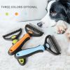 Professional Pet Deshedding Brush 2 Sided Dematting Dog Comb Cat Brush Rake Puppy Grooming Tools Undercoat Shedding Flying Hair - orange - L