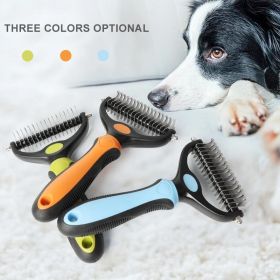 Professional Pet Deshedding Brush 2 Sided Dematting Dog Comb Cat Brush Rake Puppy Grooming Tools Undercoat Shedding Flying Hair - red - L