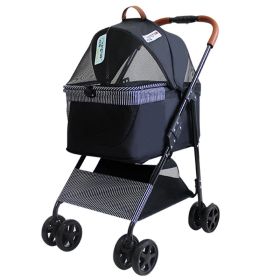 Portable Pet Stroller Cat Trolley, Dog Travel Cart Pram Shockproof Pet Detachable Strolling Cart, Puppy Pushchair Four-Wheeled, One Click Quick Foldin