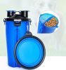 Storage Pet Food and Water Cup Feeding Dogs Out Portable Dog Cups Silicone Collapsible Water Bowl - blue