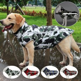 Winter windproof dog warm clothing; dog jacket; dog reflective clothes - Blue grid - 3XL