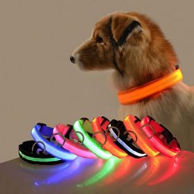 Glow-In-The-Dark Pet Collar For Dog & Cat; LED Dog Collar For Night Walking; USB charging - Green - M