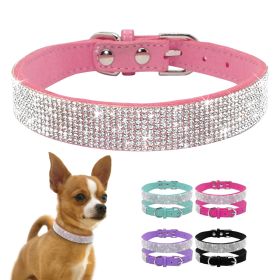 Dog Collar Crystal Glitter Rhinestone Pet Collars Zinc Alloy Buckle Collar For Small Medium Dogs Cats Chihuahua Pug Dog Collar - Brown - XS