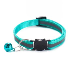 Reflective Dog Collar Pet Cat Puppy Nylon Collar with Bell Neck Adjustable - MINT - M