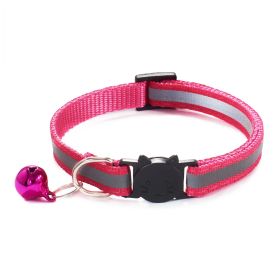 Reflective Dog Collar Pet Cat Puppy Nylon Collar with Bell Neck Adjustable - PINK - M