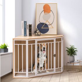 Mewoofun Wooden and Metal Dog House for Small/Medium Dog Crate Furniture Pets - WP058