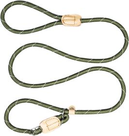 Dog Leash Durable Slip Training Lead Heavy Duty 6 FT Comfortable Strong Reflective Rope Slip Leash for Small Dogs Green - S-3/8"