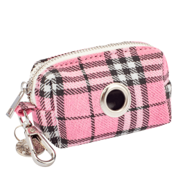 Waste Bag Holder -Beige Plaid - Pink Plaid