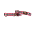 Adjustable Collar - Quick Release Metal Alloy - Pink Plaid - Large - Pink Plaid