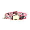 Adjustable Collar - Quick Release Metal Alloy - Pink Plaid - Large - Pink Plaid