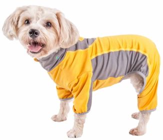 Pet Life Active 'Warm-Pup' Heathered Performance 4-Way Stretch Two-Toned Full Body Warm Up - Orange - X-Small