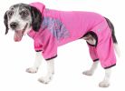 Pet Life Active 'Pawsterity' Heathered Performance 4-Way Stretch Two-Toned Full Bodied Hoodie - Pink - X-Large