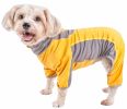 Pet Life Active 'Warm-Pup' Heathered Performance 4-Way Stretch Two-Toned Full Body Warm Up - Orange - Medium