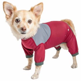 Dog Helios 'Tail Runner' Lightweight 4-Way-Stretch Breathable Full Bodied Performance Dog Track Suit - Red - X-Small