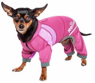 Dog Helios 'Namastail' Lightweight 4-Way Stretch Breathable Full Bodied Performance Yoga Dog Hoodie Tracksuit - Pink - X-Large