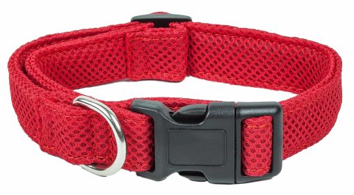 Pet Life 'Aero Mesh' 360 Degree Dual Sided Comfortable And Breathable Adjustable Mesh Dog Collar - Red - Small