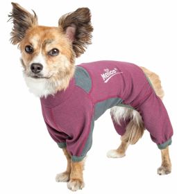 Dog Helios 'Rufflex' Mediumweight 4-Way-Stretch Breathable Full Bodied Performance Dog Warmup Track Suit - Pink - Large