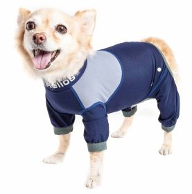 Dog Helios 'Tail Runner' Lightweight 4-Way-Stretch Breathable Full Bodied Performance Dog Track Suit - Blue - Small