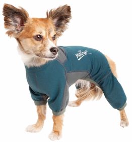 Dog Helios 'Rufflex' Mediumweight 4-Way-Stretch Breathable Full Bodied Performance Dog Warmup Track Suit - Blue - Small