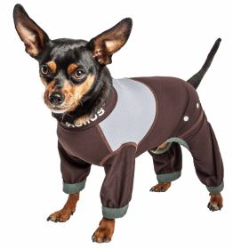 Dog Helios 'Tail Runner' Lightweight 4-Way-Stretch Breathable Full Bodied Performance Dog Track Suit - Brown - X-Small