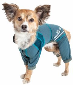 Dog Helios 'Namastail' Lightweight 4-Way Stretch Breathable Full Bodied Performance Yoga Dog Hoodie Tracksuit - Blue - Medium