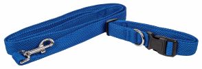 Pet Life 'Aero Mesh' 2-In-1 Dual Sided Comfortable And Breathable Adjustable Mesh Dog Leash-Collar - Blue - Small