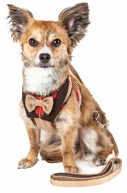 Pet Life Luxe 'Dapperbone' 2-In-1 Mesh Reversed Adjustable Dog Harness-Leash W/ Fashion Bowtie - Small