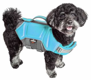 Dog Helios 'Tidal Guard' Multi-Point Strategically-Stitched Reflective Pet Dog Life Jacket Vest - Blue - Large