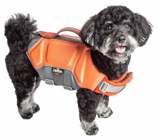 Dog Helios 'Tidal Guard' Multi-Point Strategically-Stitched Reflective Pet Dog Life Jacket Vest - Orange - Large