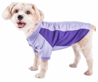 Pet Life Active 'Barko Pawlo' Relax-Stretch Wick-Proof Performance Dog Polo T-Shirt - Purple - Medium