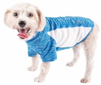 Pet Life Active 'Warf Speed' Heathered Ultra-Stretch Sporty Performance Dog T-Shirt - Blue - Medium