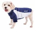 Pet Life Active 'Barko Pawlo' Relax-Stretch Wick-Proof Performance Dog Polo T-Shirt - Navy - Small