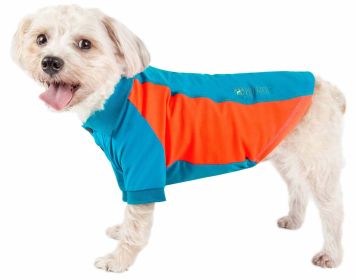 Pet Life Active 'Barko Pawlo' Relax-Stretch Wick-Proof Performance Dog Polo T-Shirt - Blue - Medium