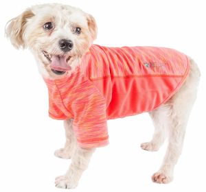 Pet Life Active 'Warf Speed' Heathered Ultra-Stretch Sporty Performance Dog T-Shirt - Orange - Large