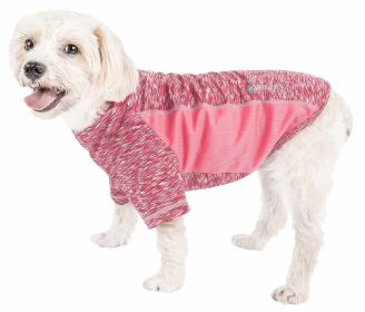 Pet Life Active 'Warf Speed' Heathered Ultra-Stretch Sporty Performance Dog T-Shirt - Pink - Large