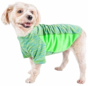 Pet Life Active 'Warf Speed' Heathered Ultra-Stretch Sporty Performance Dog T-Shirt - Green - Large