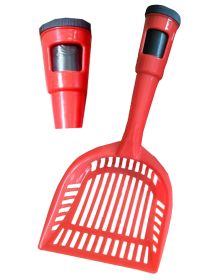 Pet Life Poopin-Scoopin Dog And Cat Pooper Scooper Litter Shovel With Built-In Waste Bag Handle Holster - Red