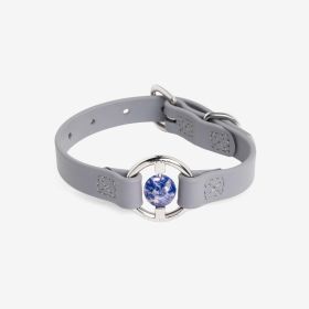 Luxury Spill-Proof Dog Collar Embedded with Healing Crystal - Sea Lavender - Large