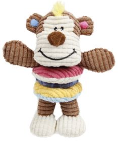 Pet Life 'Hugga-Bear' Plush Squeaking and Rubber Teething Newborn Puppy Dog Toy - Brown