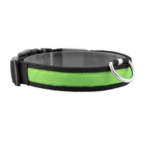 LED Dog Collar USB Rechargeable Adjustable Dog Safety Collar Night Safety Flashing Luminous Light up Collar - Green - L