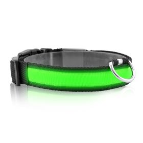 LED Dog Collar USB Rechargeable Adjustable Dog Safety Collar Night Safety Flashing Luminous Light up Collar - Green - S