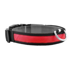 LED Dog Collar USB Rechargeable Adjustable Dog Safety Collar Night Safety Flashing Luminous Light up Collar - Red - S