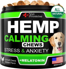 Hemp Calming Chews for Dogs with Anxiety and Stress Dog Calming Treats Dog Anxiety Relief Melatonin for Dogs Hemp Oil for Dogs 120 Treats - Vet Promis