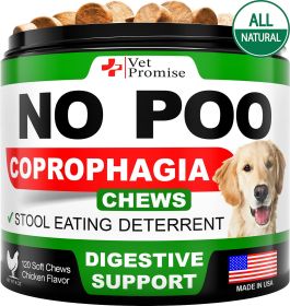 No Poo Chews Coprophagia Stool Eating Deterrent for Dogs Prevent Dog from Eating Poop with Probiotics & Enzymes Forbid for Dogs 120 Soft Treats - Vet