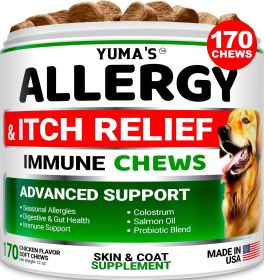 Dog Allergy Relief Chews Dog Itching Skin Relief Treatment Pills 170 Treats Anti Itch for Dogs - Yuma'S