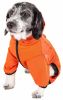 Pet Life Active 'Pawsterity' Heathered Performance 4-Way Stretch Two-Toned Full Bodied Hoodie - Orange - Small