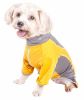 Pet Life Active 'Warm-Pup' Heathered Performance 4-Way Stretch Two-Toned Full Body Warm Up - Orange - Large