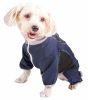 Pet Life Active 'Warm-Pup' Heathered Performance 4-Way Stretch Two-Toned Full Body Warm Up - Navy - Medium