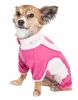 Pet Life Active 'Warm-Pup' Heathered Performance 4-Way Stretch Two-Toned Full Body Warm Up - Pink - Medium